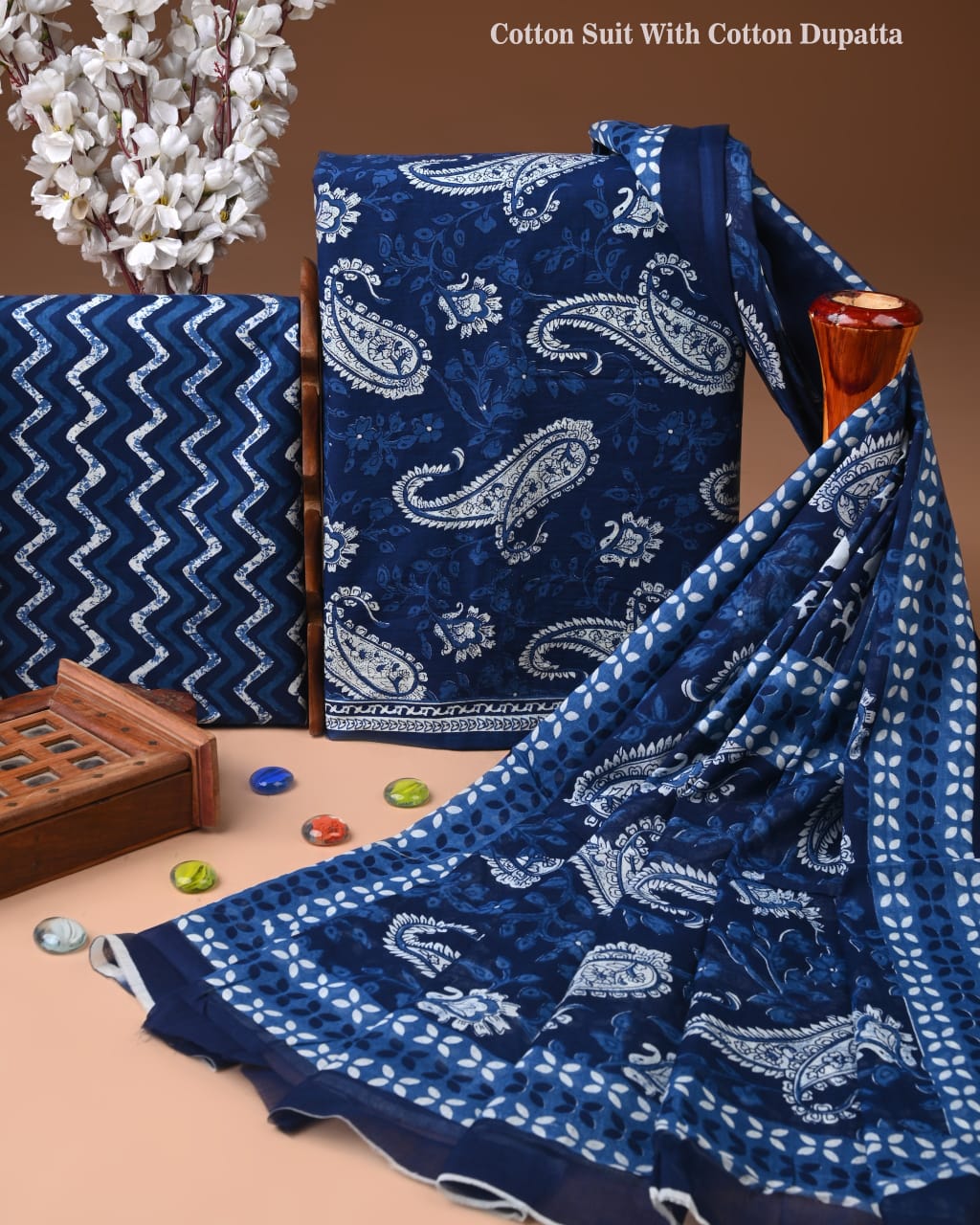Exclusive Hand Block Cotton Suit With Cotton Dupatta