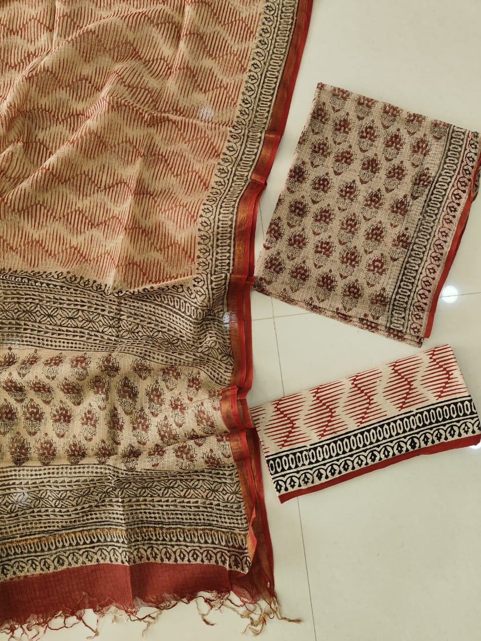 Premium Sanganeri Printed kota Suit With Kota Doria Duppta