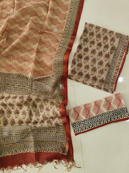 Premium Sanganeri Printed kota Suit With Kota Doria Duppta