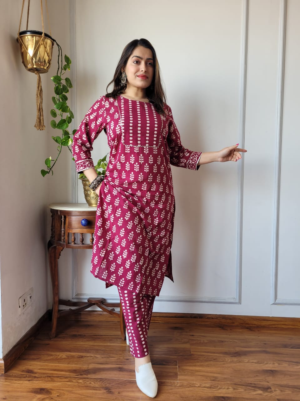 New Exclusive Hand  block printed Stitched Cotton  Kurtis with Pant
