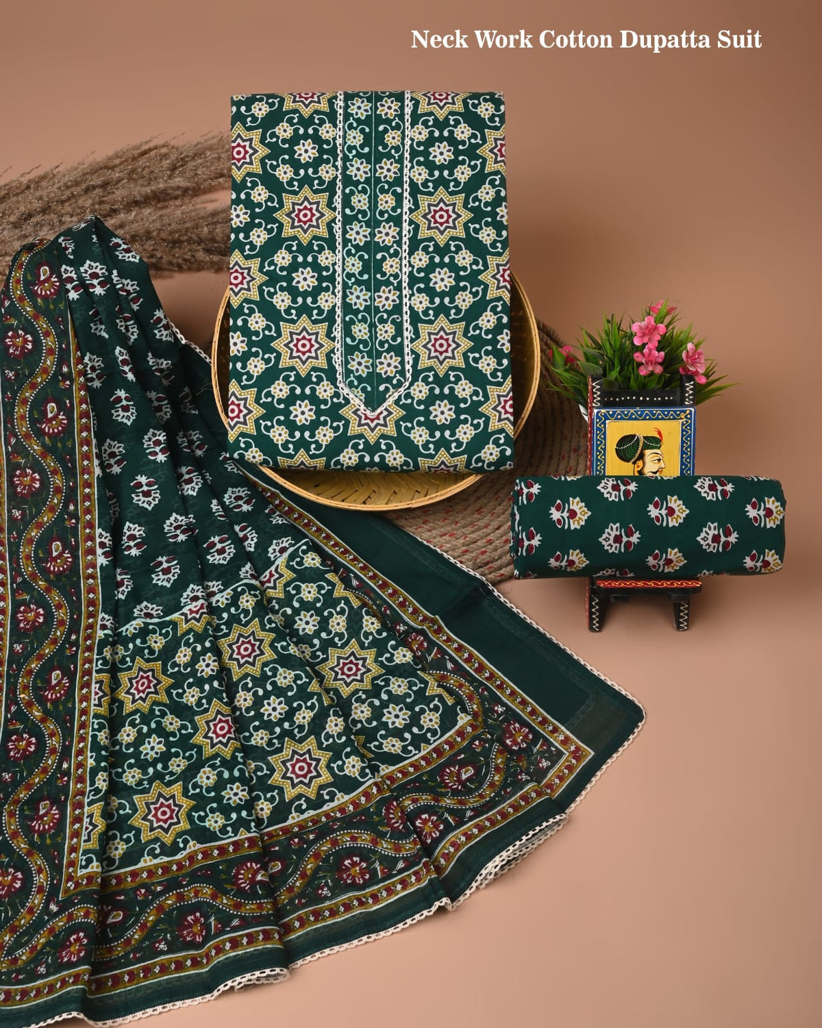 PREMIUM GOTA PATTI COTTON SUIT SET WITH COTTON DUPATTA(BFCOTGH89)