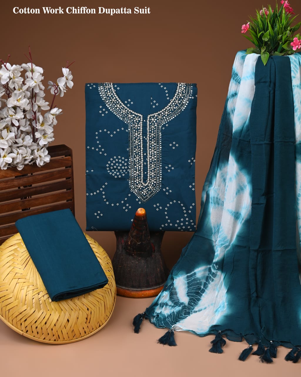 PREMIUM GOTA PATTI COTTON SUIT SET WITH CHIFFON DUPATTA(BSCOTGC46)