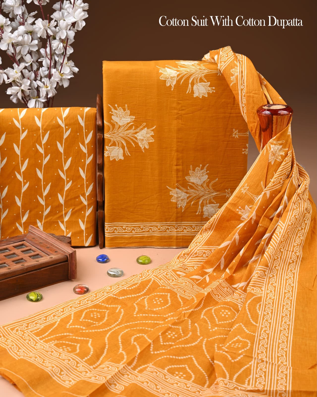 Exclusive Hand Block Cotton Suit With Cotton Dupatta
