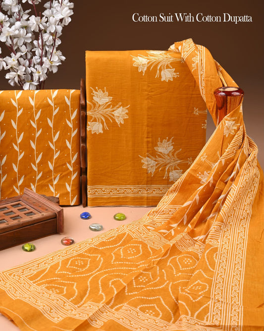 Exclusive Hand Block Cotton Suit With Cotton Dupatta