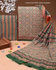 Exclusive Hand Block Cotton Suit With Cotton Dupatta