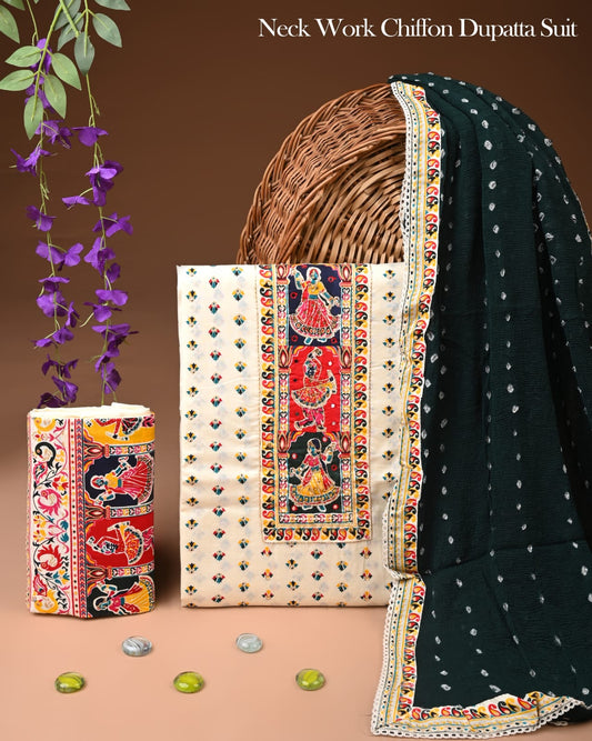 PREMIUM GOTA PATTI COTTON SUIT SET WITH CHIFFON DUPATTA
