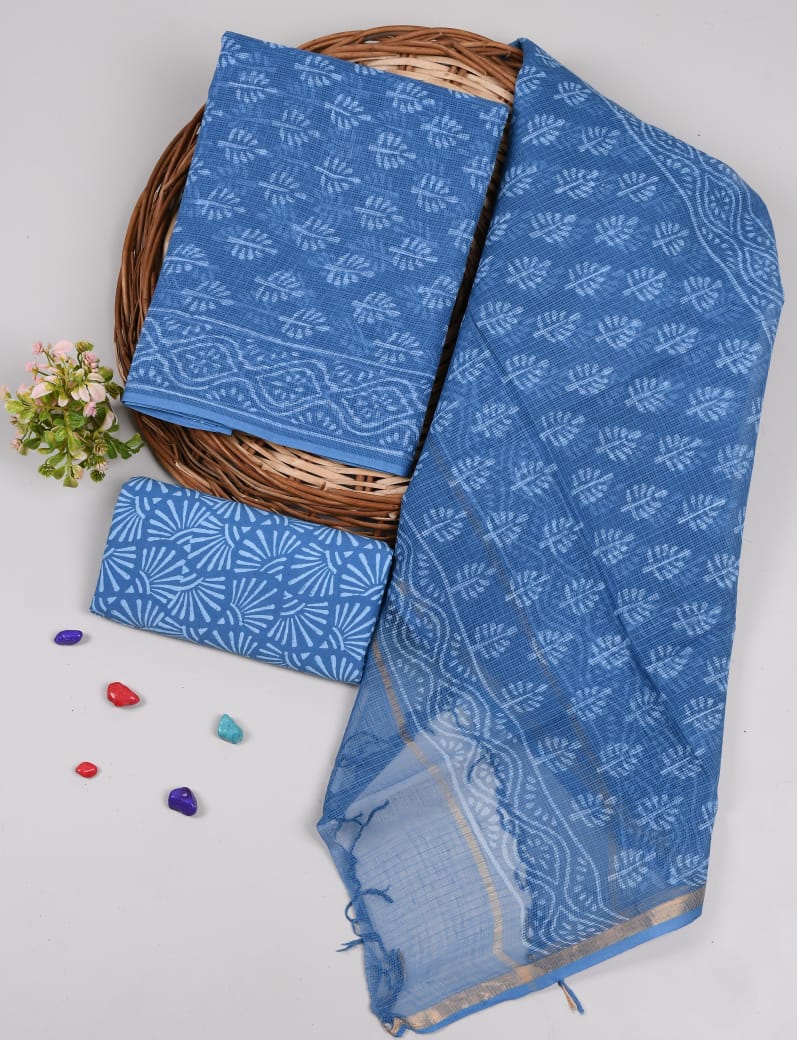 Premium Sanganeri Printed kota Suit With Kota Doria Duppta(BFFKO34)