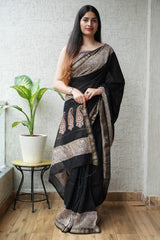 New Designer Hand Block Print Maheshwari Silk Saree (BFMSARE26)