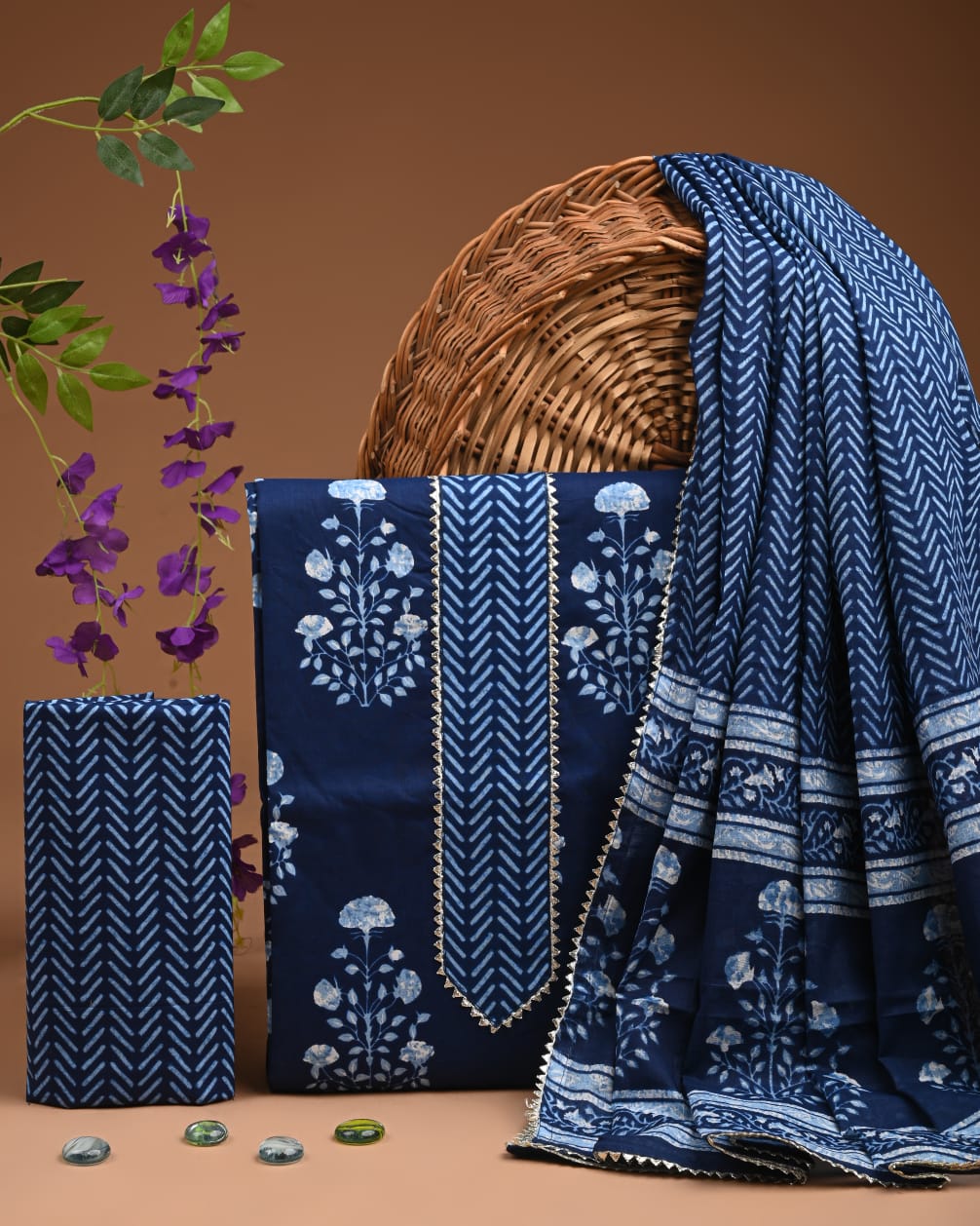 PREMIUM GOTA PATTI COTTON SUIT SET WITH COTTON DUPATTA(BFCOTGH57)