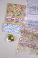 Premium Sanganeri Printed Cotton Suit With Kota Doria Duppta(BFCOTKD25)