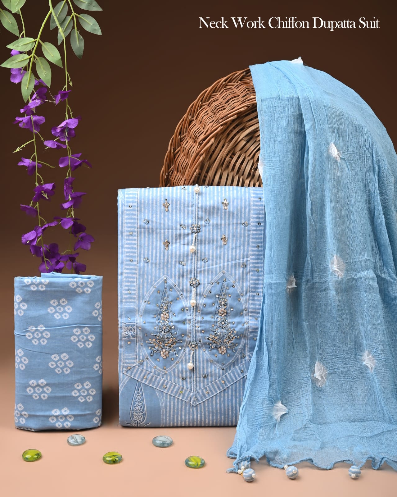PREMIUM GOTA PATTI COTTON SUIT SET WITH CHIFFON DUPATTA