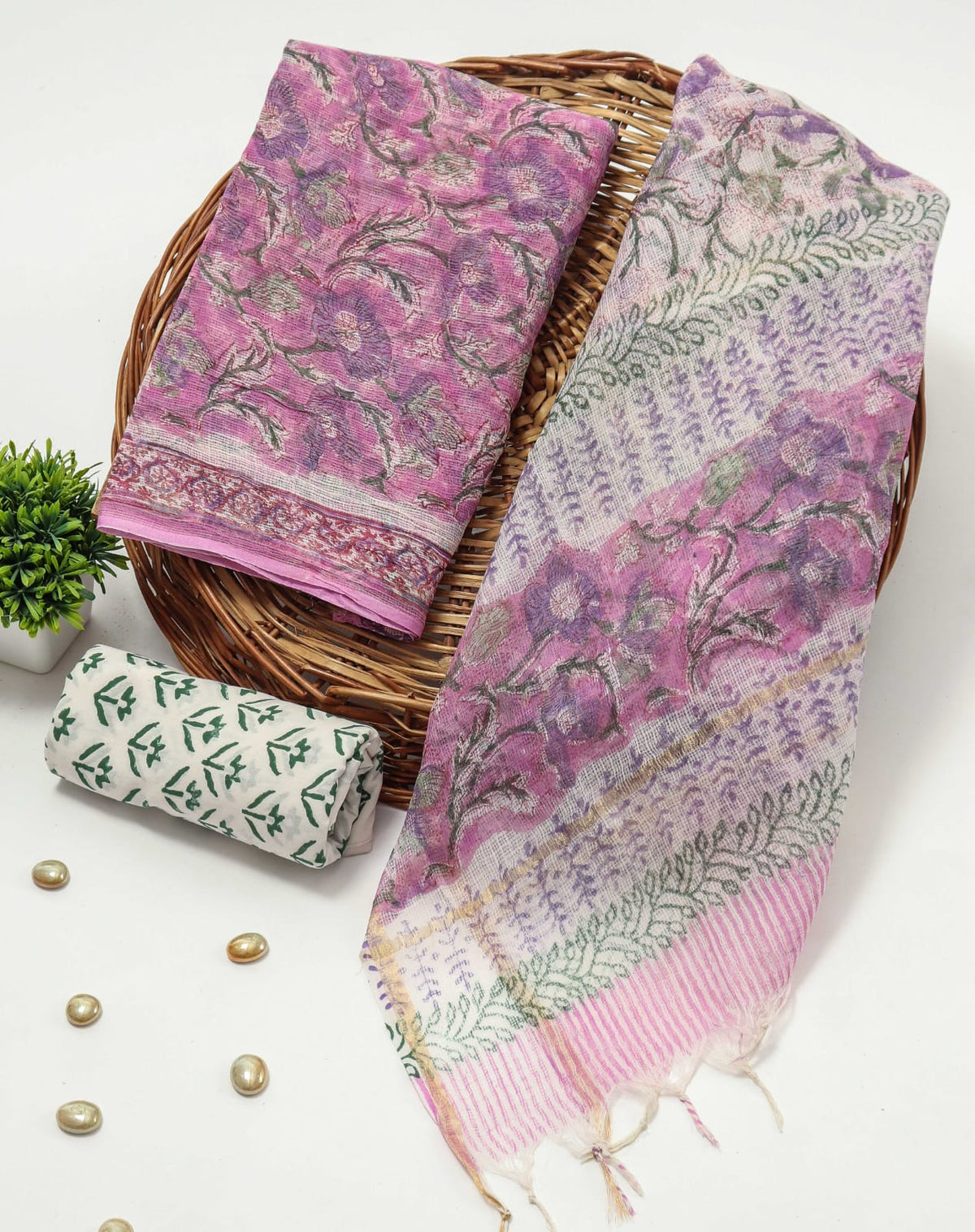 Premium Sanganeri Printed kota Suit With Kota Doria Duppta