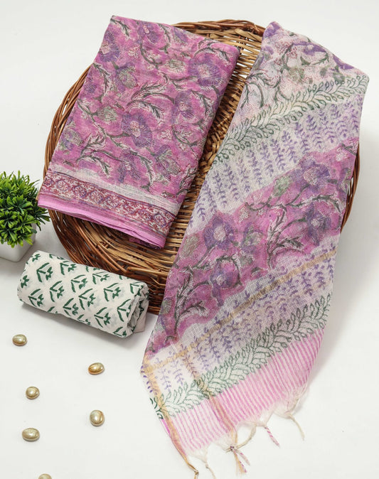 Premium Sanganeri Printed kota Suit With Kota Doria Duppta