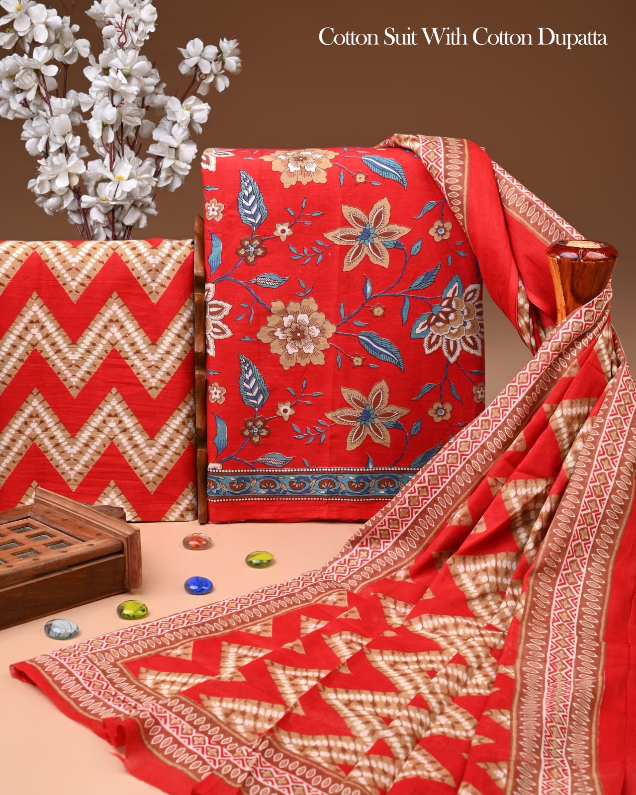 Exclusive Hand Block Cotton Suit With Cotton Dupatta