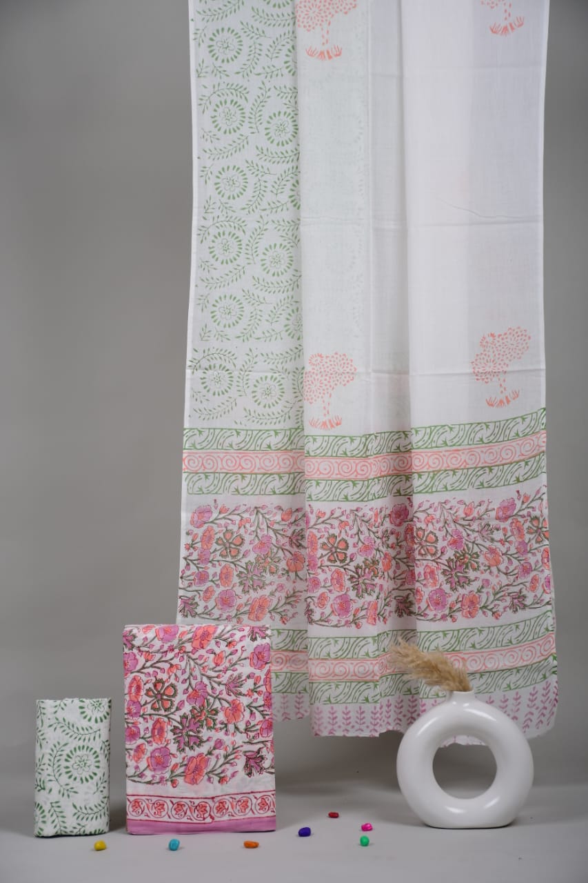 Exclusive Hand Block Cotton Suit With Cotton Dupatta