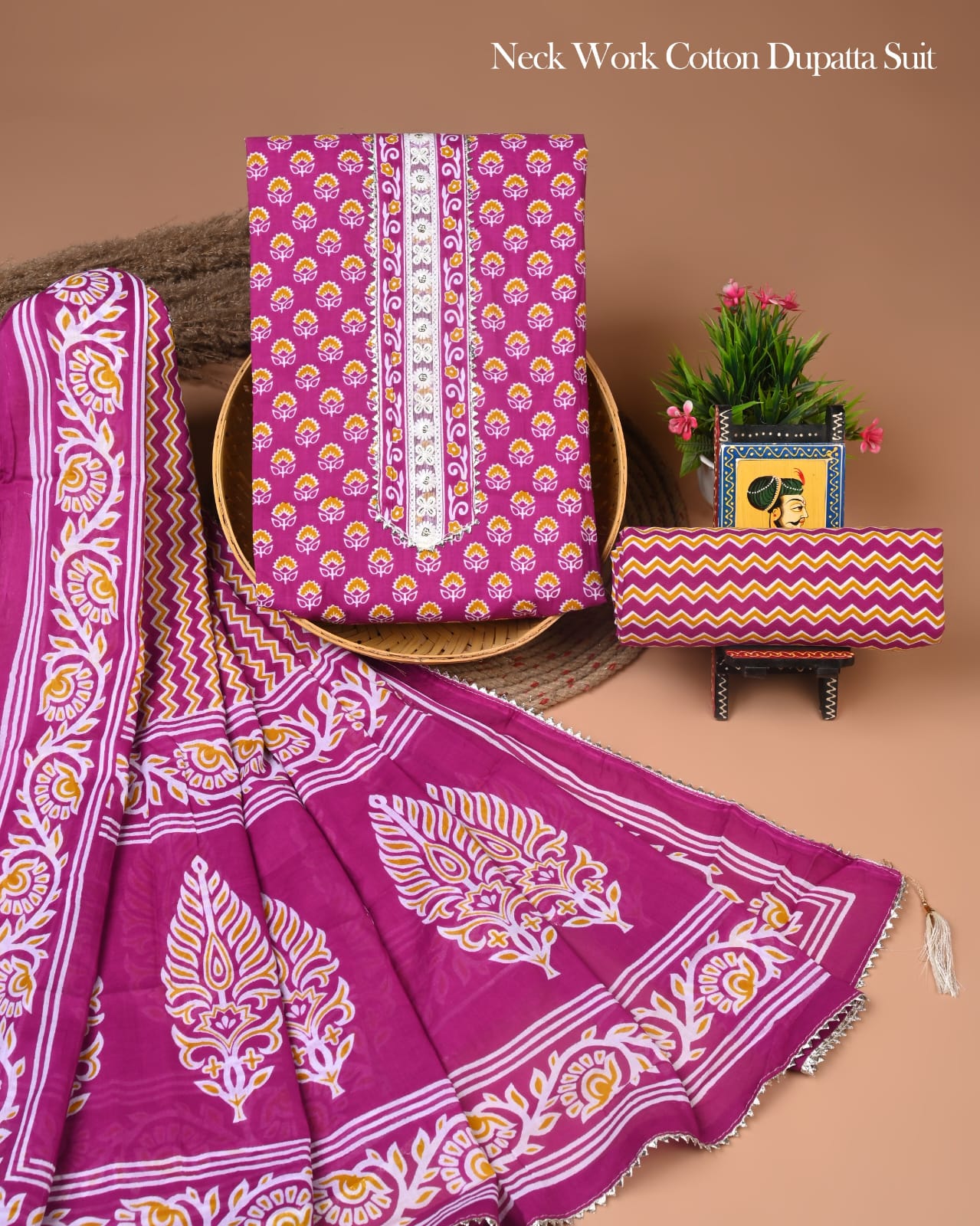 PREMIUM GOTA PATTI COTTON SUIT SET WITH COTTON DUPATTA(BFCOTGP44)
