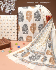 Exclusive Hand Block Cotton Suit With Cotton Dupatta