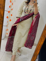 *NEW COLLECTION LOUNCH *

*Pure fine Cotton fabric   heavy embroidery  Kurti with Pant with cotton 100-100 Dupatta*