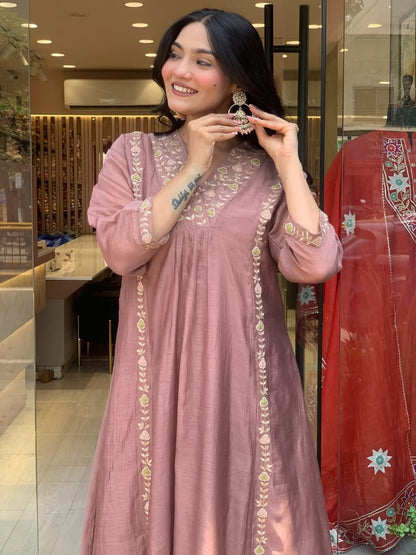 Premium Mul Chanderi Kurti Pant & Dupatta (BFST236)