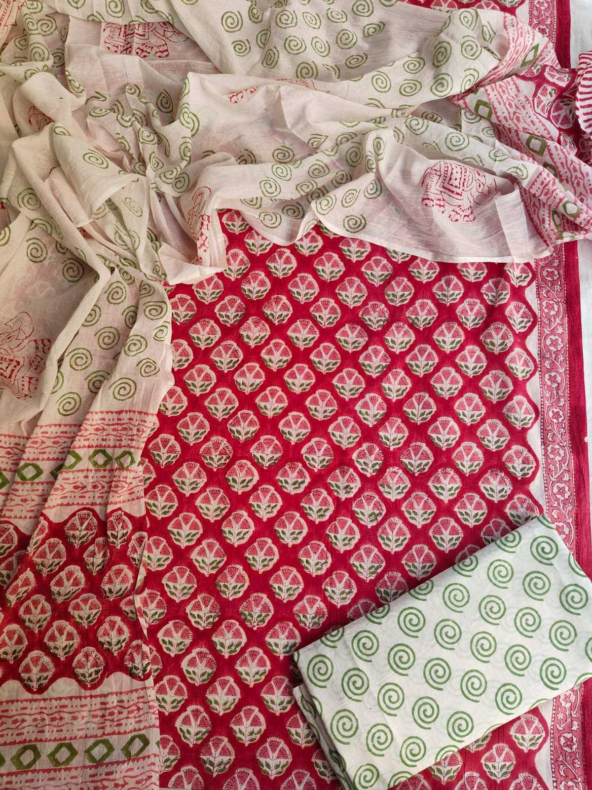 Exclusive Hand Block Cotton Suit With Cotton Dupatta(BFCOT83)
