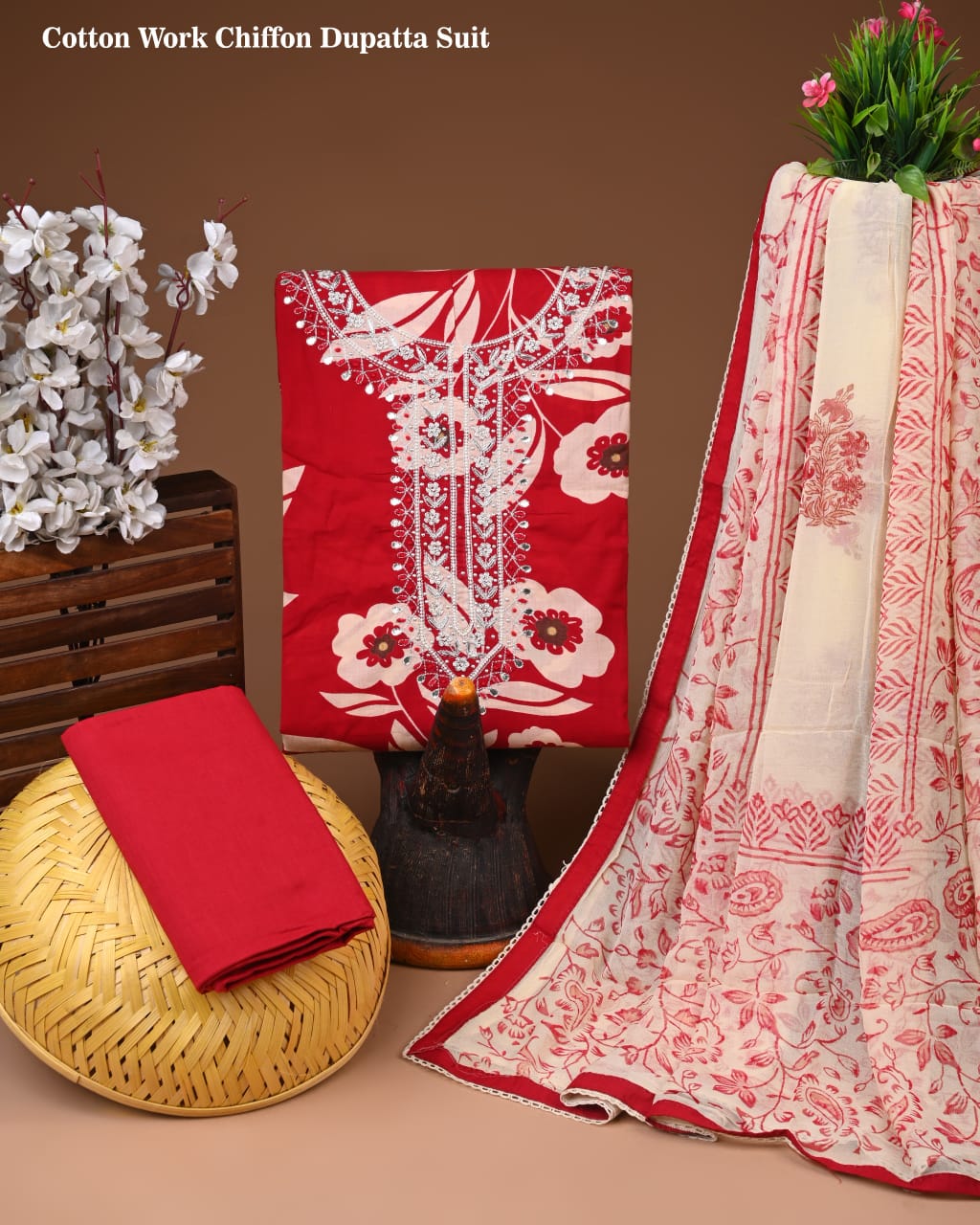 PREMIUM GOTA PATTI COTTON SUIT SET WITH CHIFFON DUPATTA(BSCOTGC89)