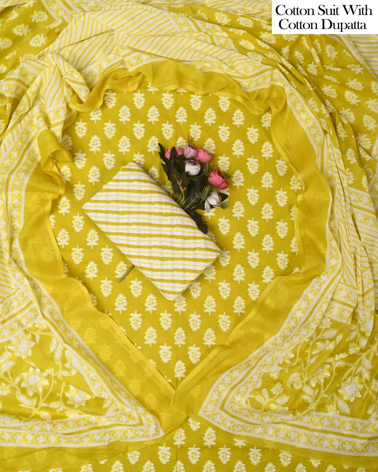 Exclusive Hand Block Cotton Suit With Cotton Dupatta(BFCOT174)