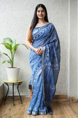 New Designer Hand Block Print Maheshwari Silk Saree (BFMSARE31)