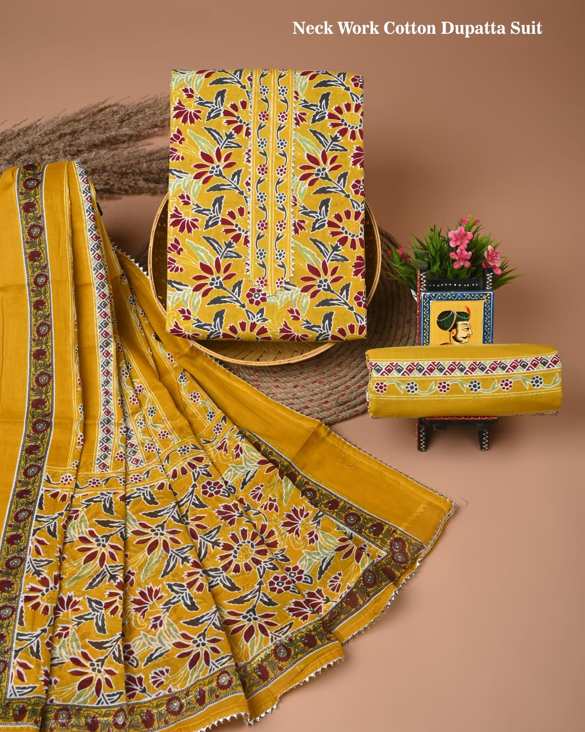 PREMIUM GOTA PATTI COTTON SUIT SET WITH COTTON DUPATTA(BFCOTGH77)