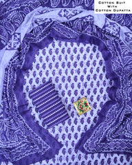 Exclusive Hand Block Cotton Suit With Cotton Dupatta(BFCOT194)