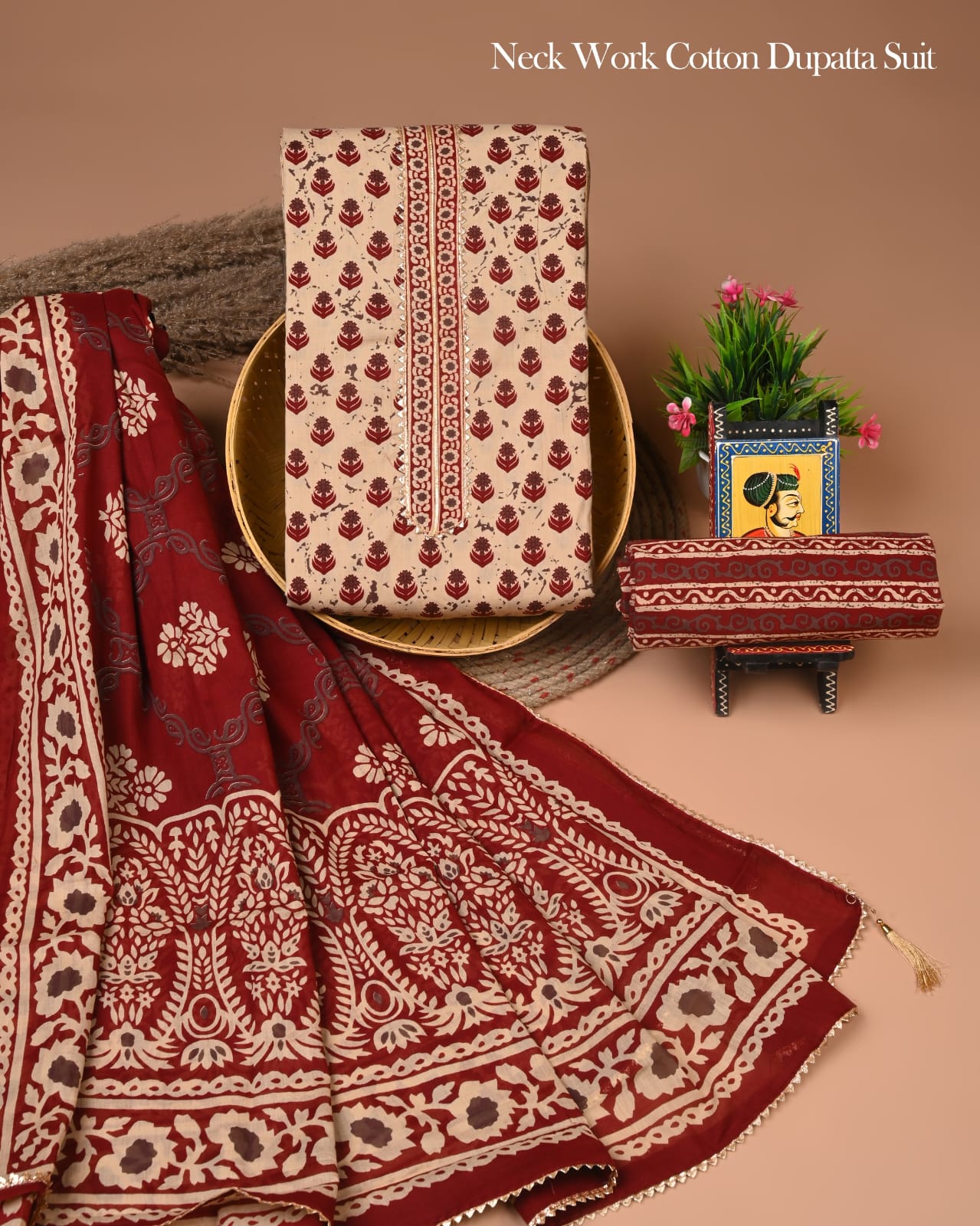 PREMIUM GOTA PATTI COTTON SUIT SET WITH COTTON DUPATTA(BFCOTGP48)