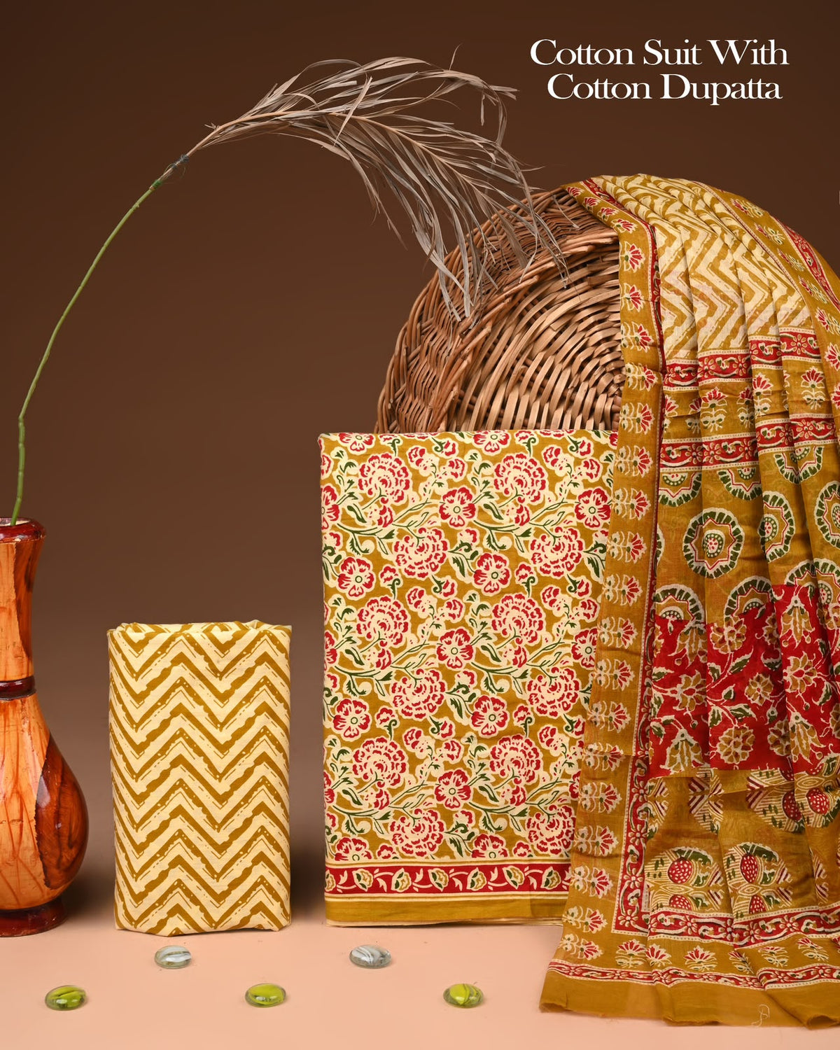 Exclusive Hand Block Cotton Suit With Cotton Dupatta