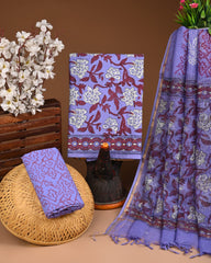 Premium Sanganeri Printed Cotton Suit With Kota Doria Dupatta