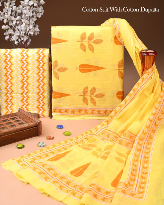 Exclusive Hand Block Cotton Suit With Cotton Dupatta