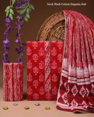 PREMIUM GOTA PATTI COTTON SUIT SET WITH COTTON DUPATTA(BFCOTGH90)