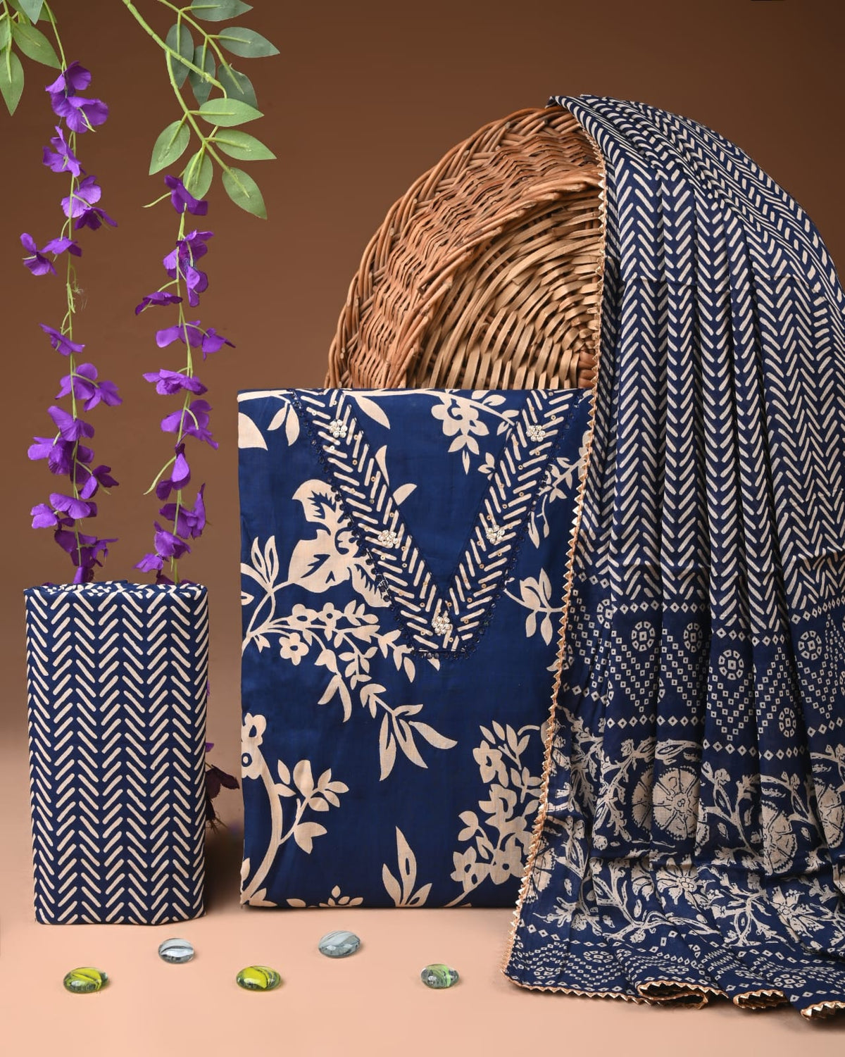 PREMIUM GOTA PATTI COTTON SUIT SET WITH COTTON DUPATTA(BFCOTGH60)