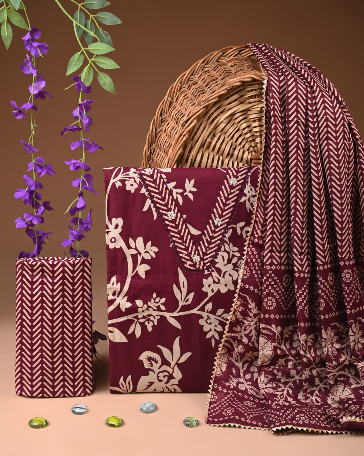 PREMIUM GOTA PATTI COTTON SUIT SET WITH COTTON DUPATTA(BFCOTGH58)