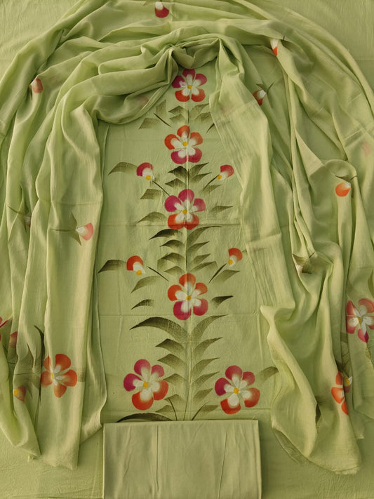 Exclusive Hand Block Cotton Suit With Cotton Dupatta(BFCOT57)