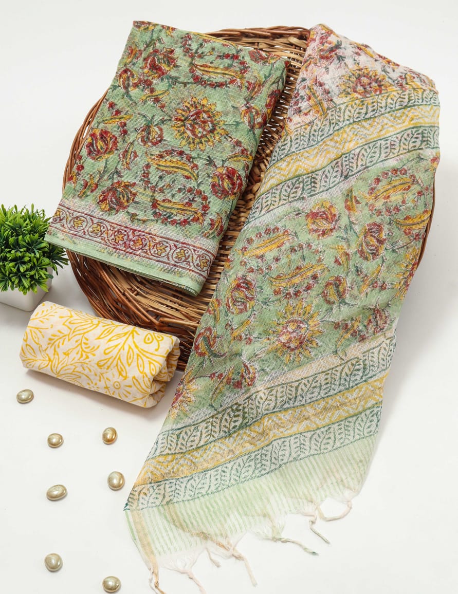 Premium Sanganeri Printed kota Suit With Kota Doria Duppta(BFFKO74)