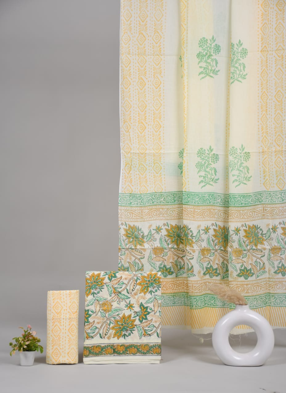 Exclusive Hand Block Cotton Suit With Cotton Dupatta