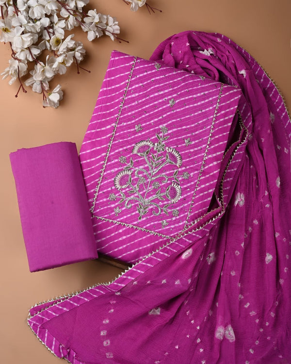 PREMIUM GOTA PATTI COTTON SUIT SET WITH CHIFFON DUPATTA