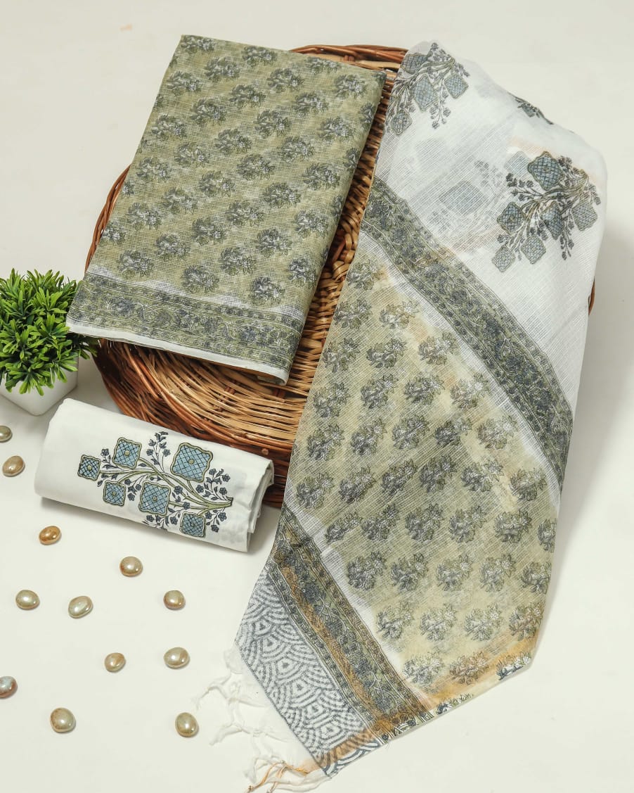 Premium Sanganeri Printed kota Suit With Kota Doria Duppta(BFFKO25)