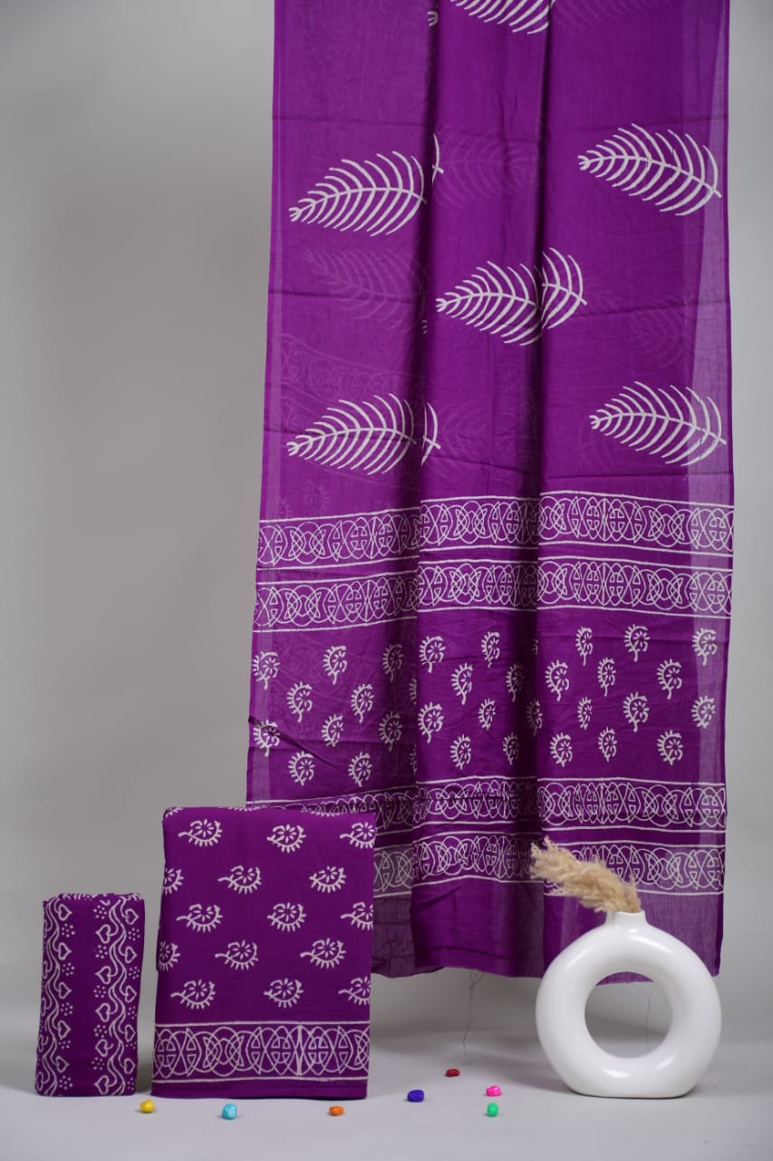 Exclusive Hand Block Cotton Suit With Cotton Dupatta