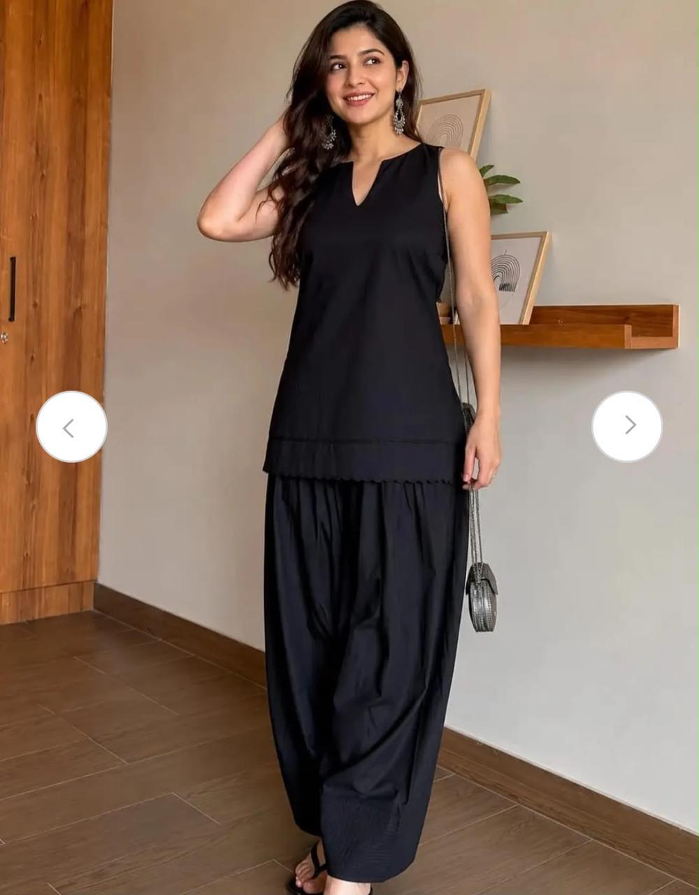 Elegant aur versatile black shade mein Original Farshi Salwar Set