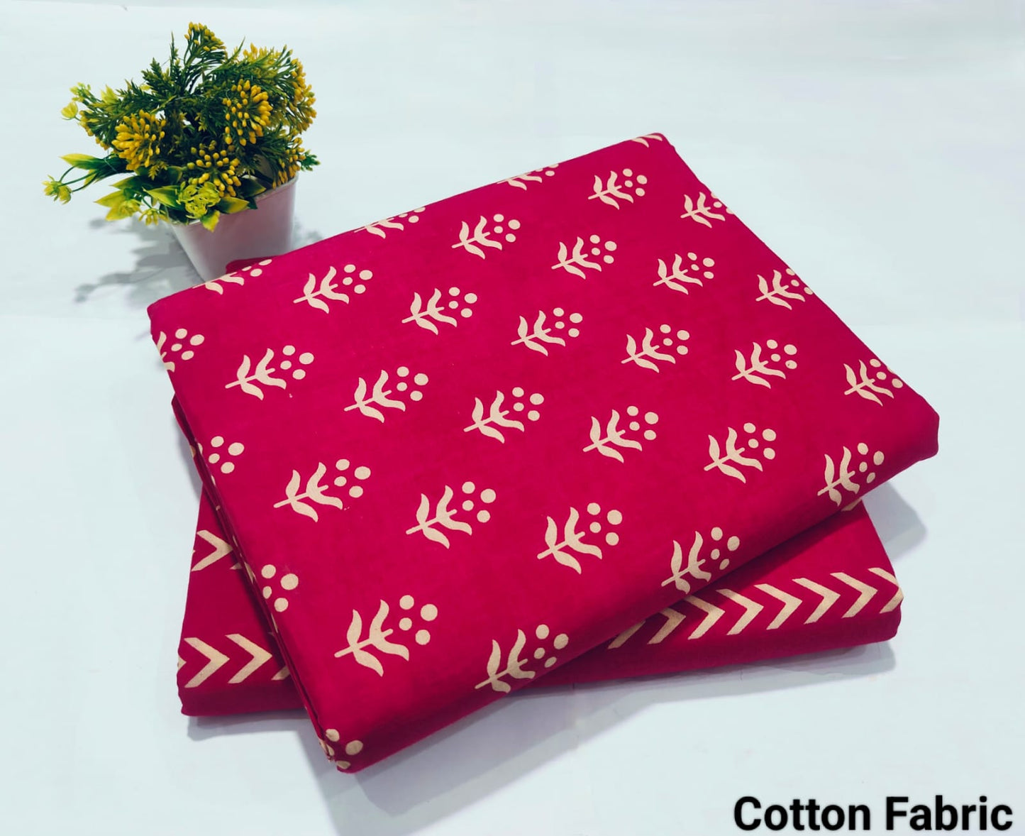Rani Pink Printed Top & Bottom Suit Set – Elegant Cotton Suit Material (BFTB82)