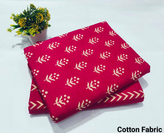 Rani Pink Printed Top & Bottom Suit Set – Elegant Cotton Suit Material (BFTB82)