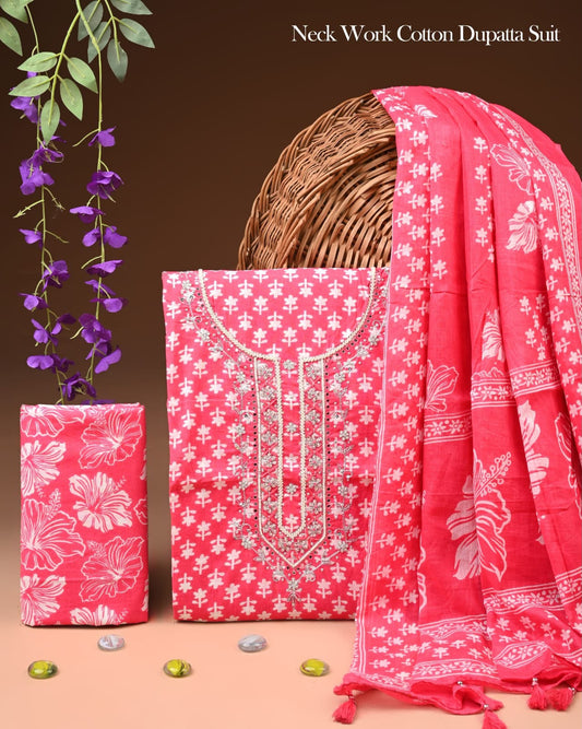 PREMIUM GOTA PATTI COTTON SUIT SET WITH CHIFFON DUPATTA