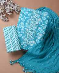 PREMIUM GOTA PATTI COTTON SUIT SET WITH CHIFFON DUPATTA(BSCOTGC34)