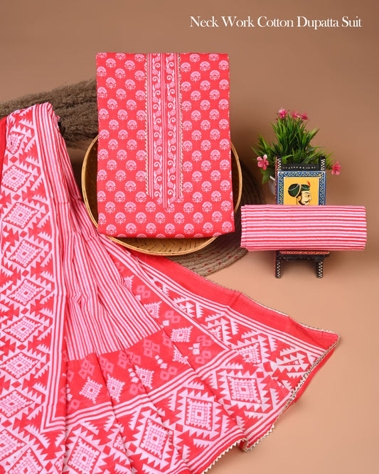 PREMIUM GOTA PATTI COTTON SUIT SET WITH COTTON DUPATTA(BFCOTGP23)