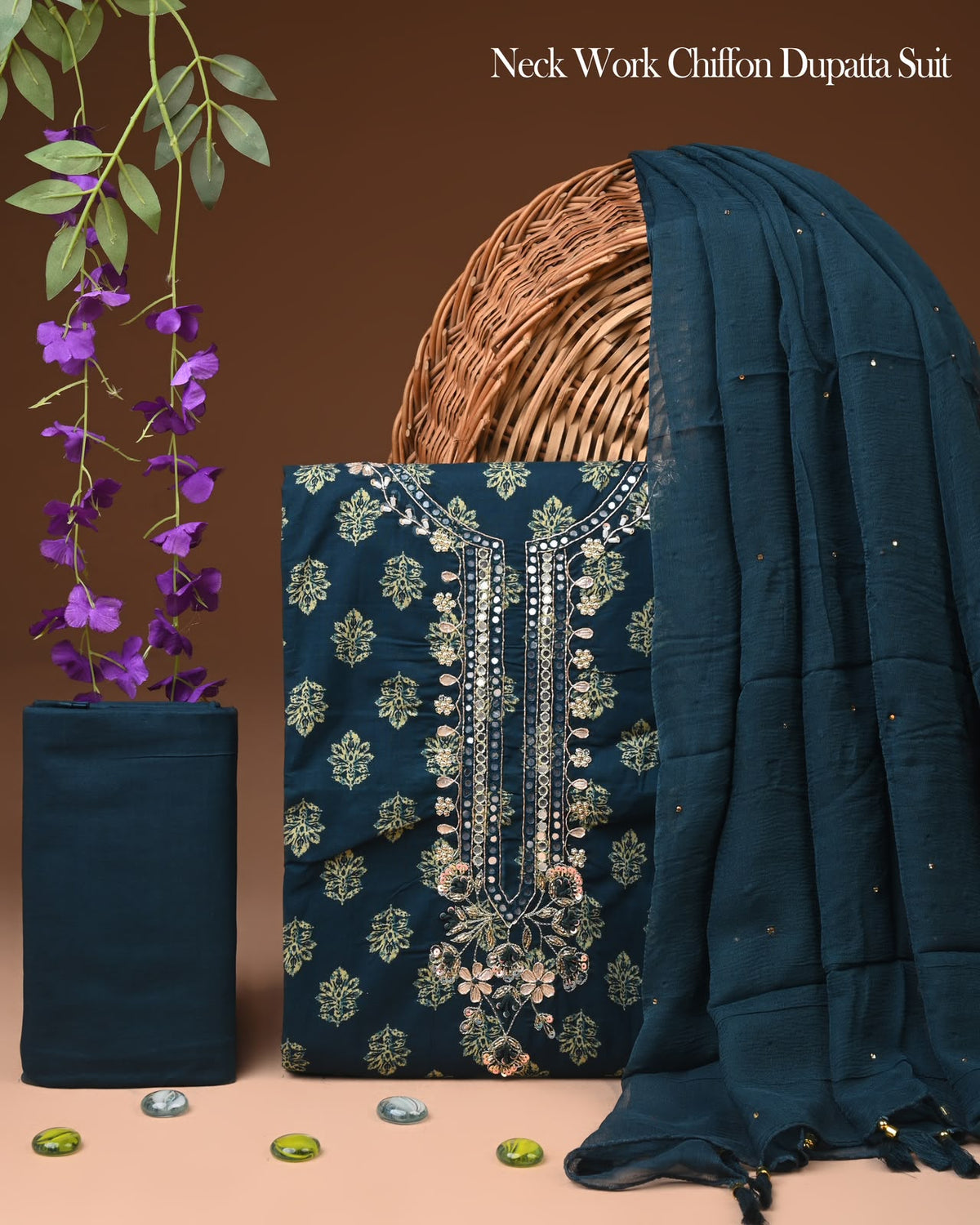 PREMIUM GOTA PATTI COTTON SUIT SET WITH CHIFFON DUPATTA