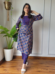 New Exclusive Hand  block printed Stitched Cotton  Kurtis with Pant